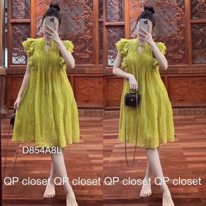 Váy Đũi Suông Cánh Tiên ,Váy Babydoll Xếp Ly Dáng Rộng Chất Đũi Mềm Mát ,Bầu Bì Bon chen