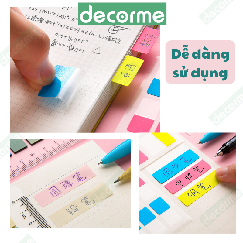 Sticker phân trang giấy ghi chú label marker NEON 3S dụng cụ văn phòng phẩm DecorMe