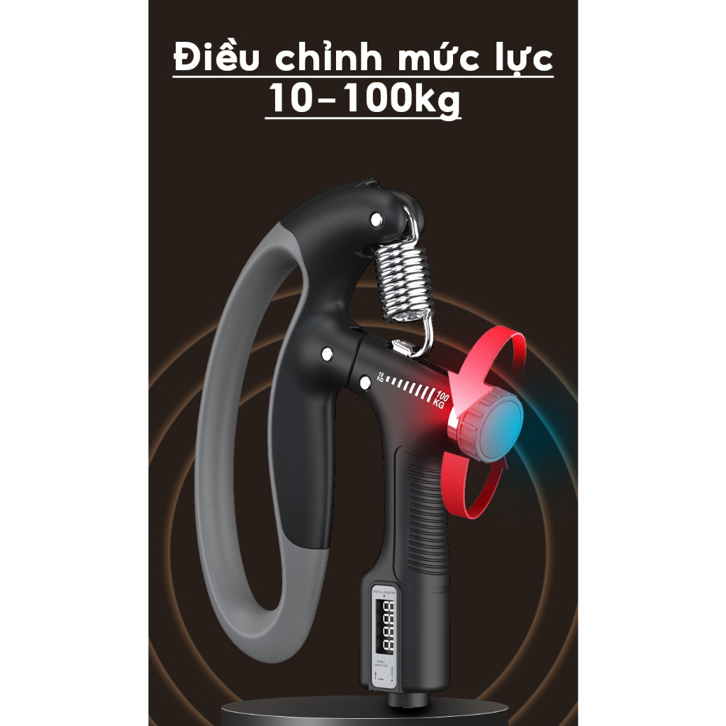 Kìm Bóp Tay Điều Chỉnh Lực Từ 10-100kg Tích Hợp Đồng Hồ Đếm Số Điện Tử Đại Nam Sport