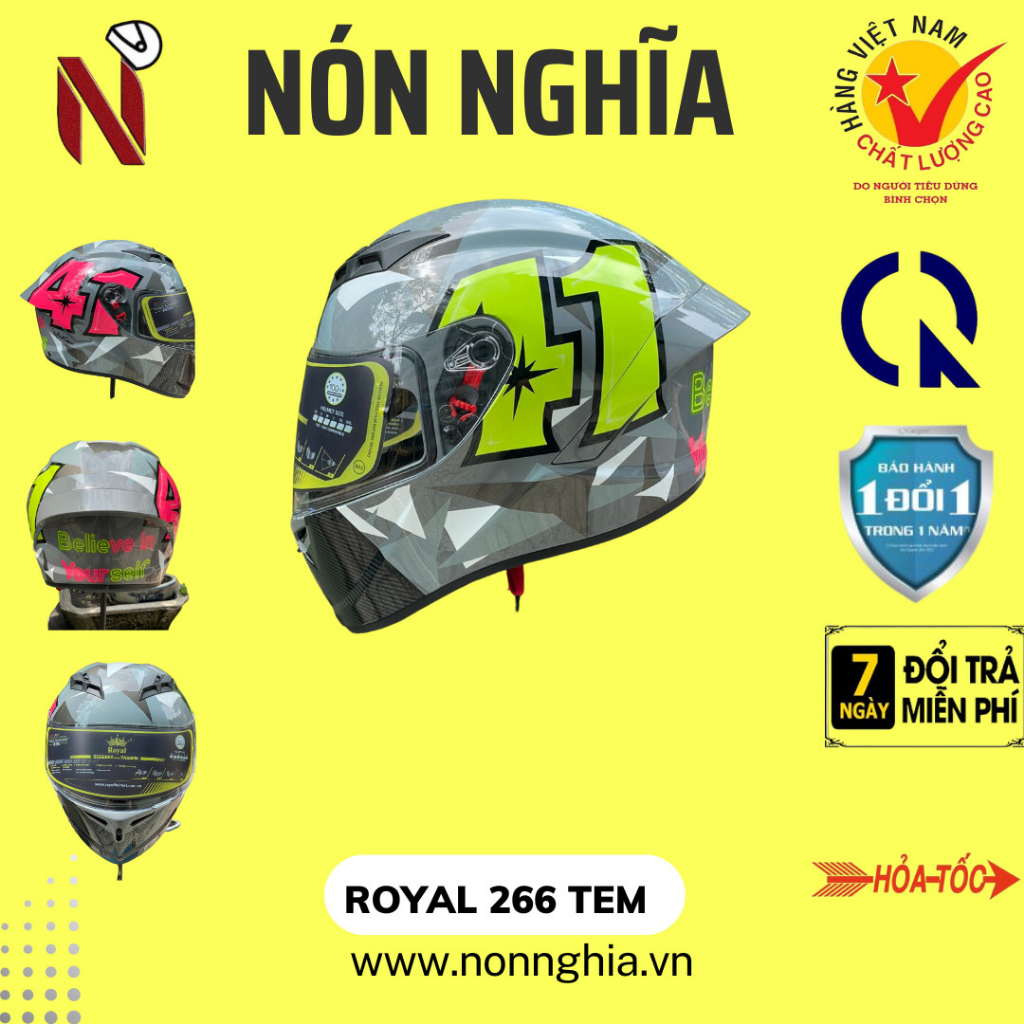 Royal 266 fullface 2 kính