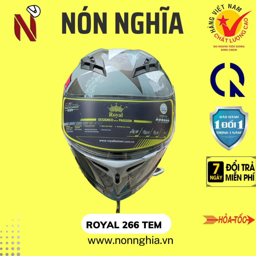 Royal 266 fullface 2 kính