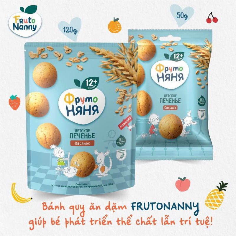 Bánh ăn dặm Fruto cho bé 6-12m+ (Nga)