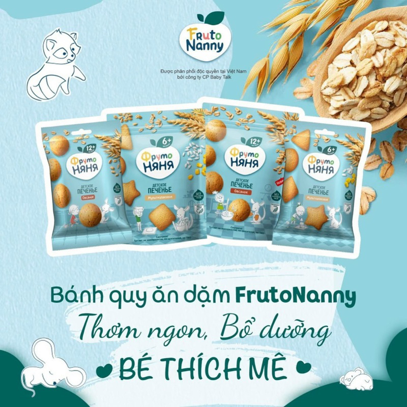 Bánh ăn dặm Fruto cho bé 6-12m+ (Nga)