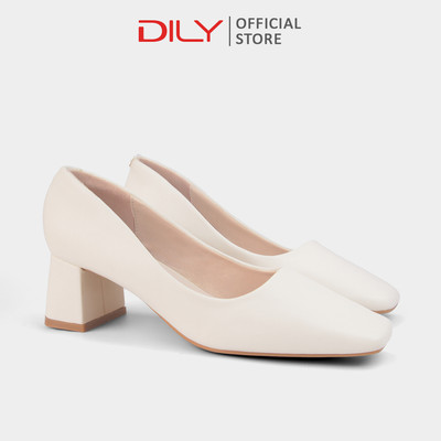 Giày cao gót nữ DILY mũi vuông công sở, giày bít mũi thiết kế gót vuông basic cao 5cm_ AA0388