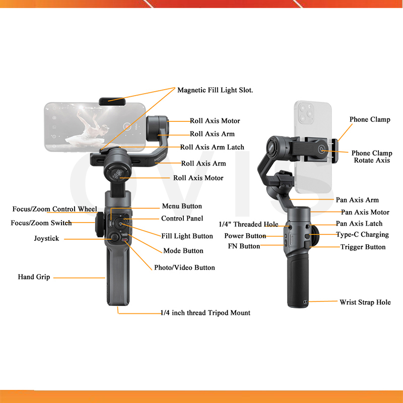 Zhiyun SMOOTH 5 - Gimbal Chống Rung Dành Cho Smartphone, Tải Trọng 300g, Nhận Diện Khuôn Mặt, Điều Khiển Bằng Cử Chỉ