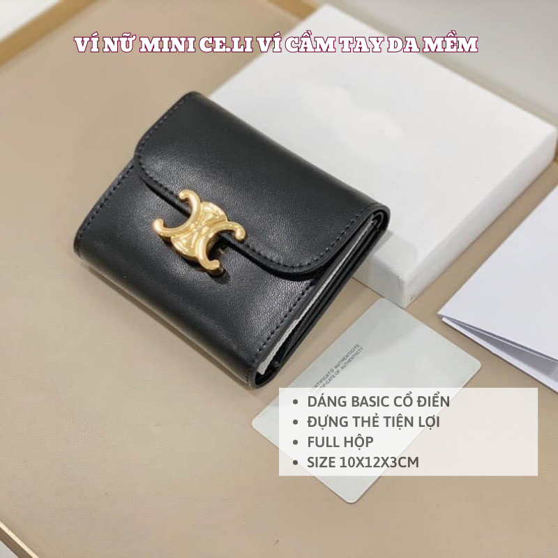 Ví nữ mini ce.li ví cầm tay da mềm đựng thẻ tiện lợi hàng chuẩn a.ut cao cấp full hộp