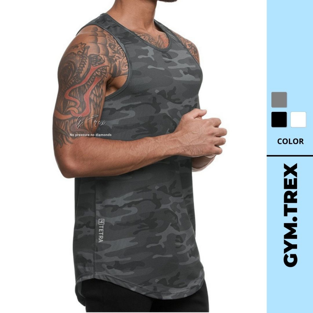 Áo tanktop tập gym nam vạt bầu ASRV SP234, Áo ba lỗ gym thun lưới siêu thoáng GYMTREX