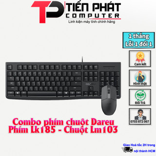 Combo bàn phím chuột văn phòng dareu lk185 + lm103 chính hãng