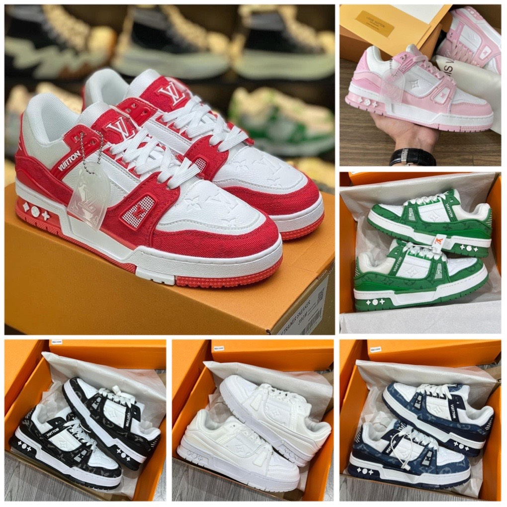 Giày thể thao/sneaker LV cao cấp đủ màu đen xanh lá đỏ hồng phối đồ cực chất, giày Louis Vuitton Trainer HÀNG CAO CẤP