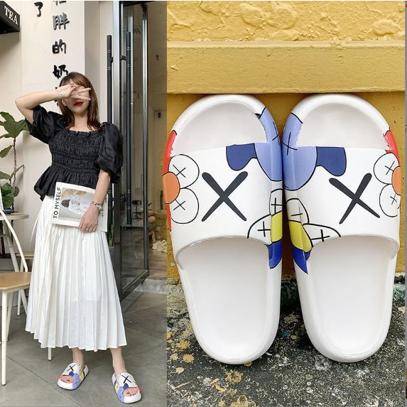 Dép bánh mì quai ngang hoạt tiết siêu xinh Dép nữ thời trang đi trong nhà đế nhẹ êm chống trơn trượt