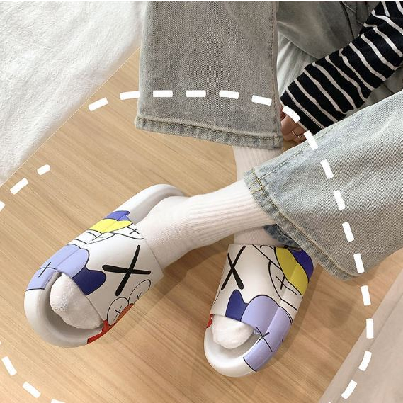 Dép bánh mì quai ngang hoạt tiết siêu xinh Dép nữ thời trang đi trong nhà đế nhẹ êm chống trơn trượt