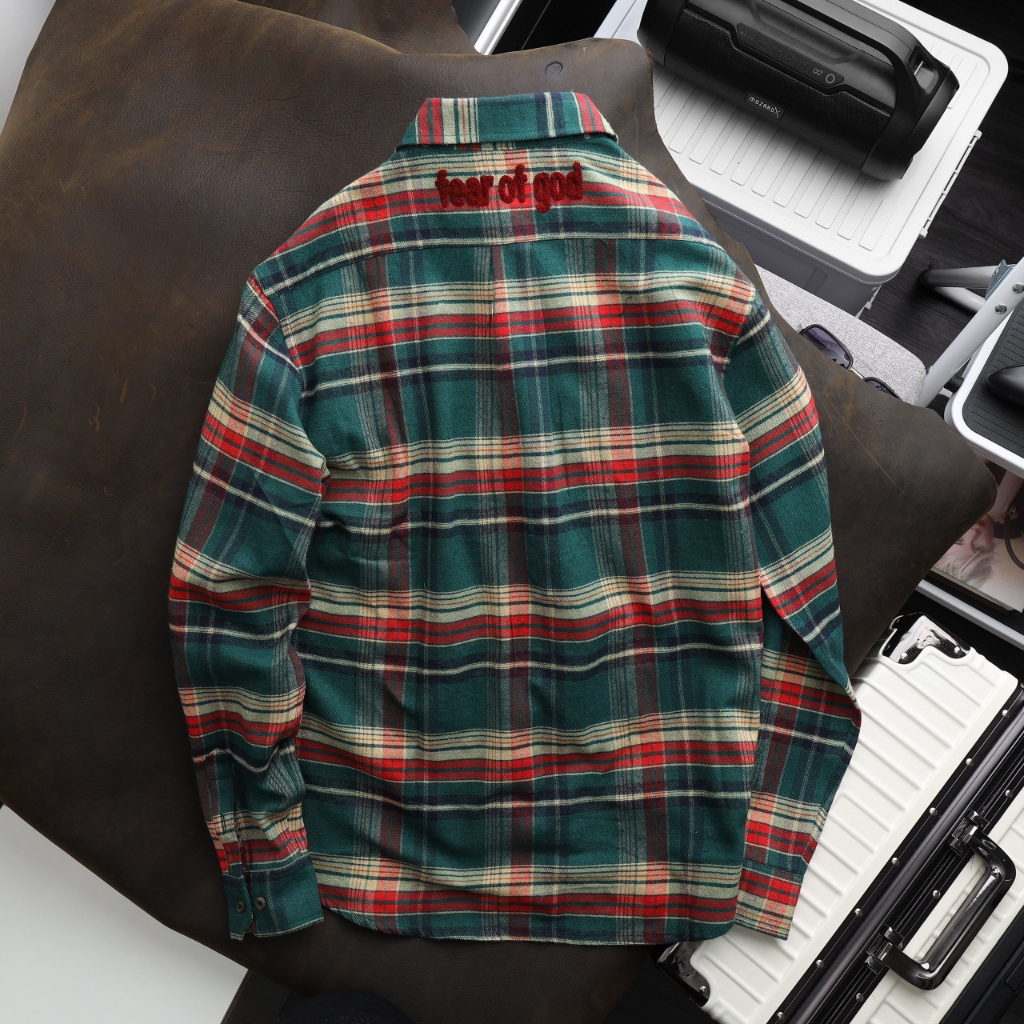 Áo sơmi caro nam 1977 thêu cao cấp mã SM34, áo sơmi caro essentials 1977