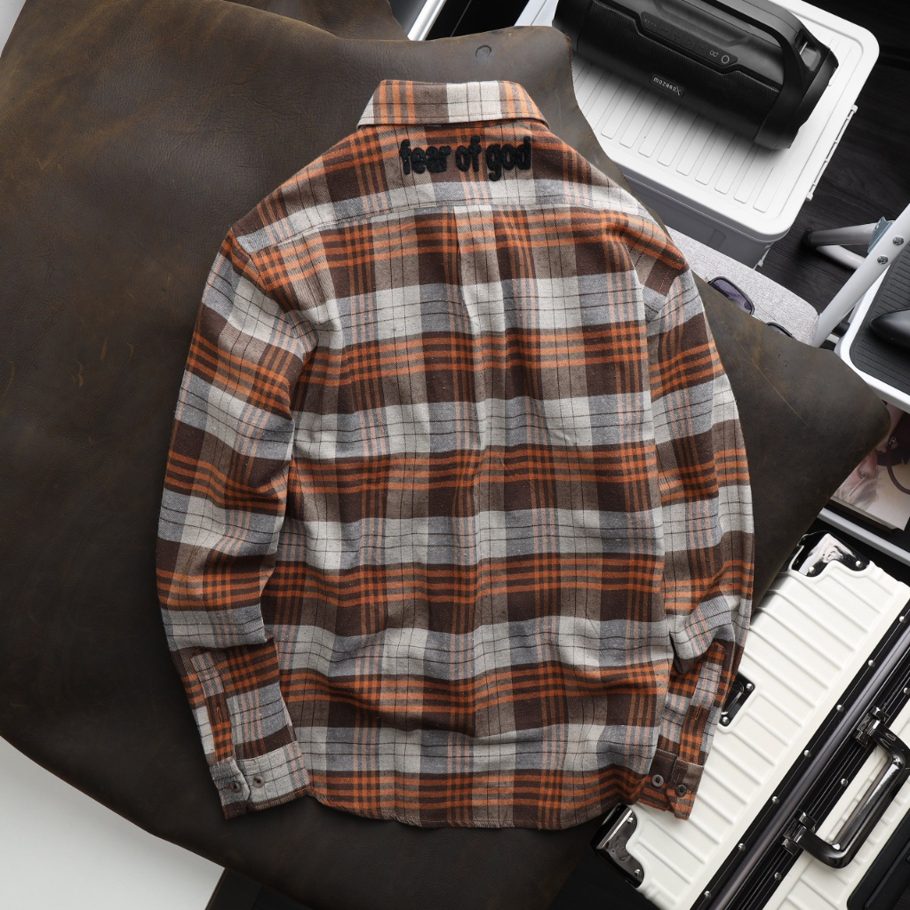 Áo sơmi caro nam 1977 thêu cao cấp mã SM34, áo sơmi caro essentials 1977