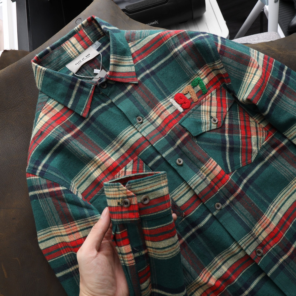 Áo sơmi caro nam 1977 thêu cao cấp mã SM34, áo sơmi caro essentials 1977