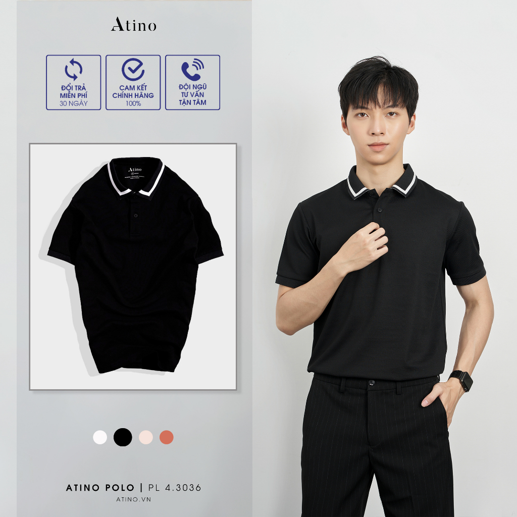 Áo Polo Nam NELI ATINO viền cổ thanh lịch vải cá sấu Cotton cao cấp thoáng mát chuẩn form PL4.3036