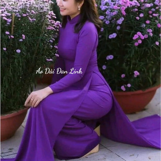 Áo dài trơn 4 tà màu tím tươi- Áo Dài Đan Linh