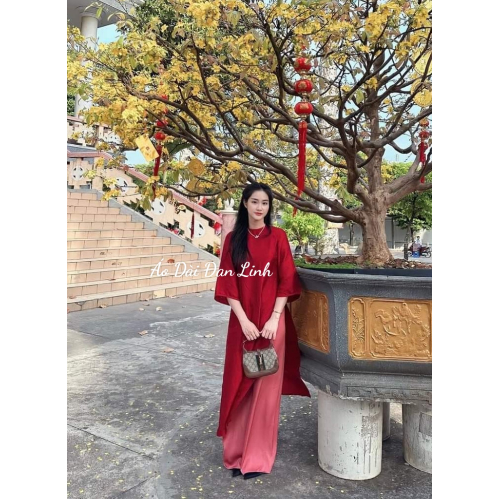 Áo dài lụa tây thi dáng suông, áo dài cách tân dang xưa - Áo Dài Đan Linh