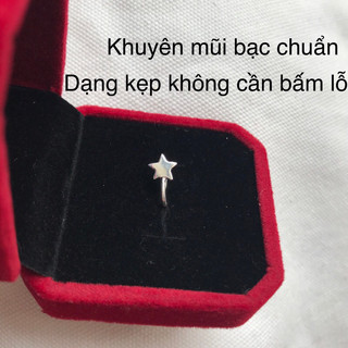 khuyên mũi giả dạng kẹp bằng bạc(tặng kèm hộp)