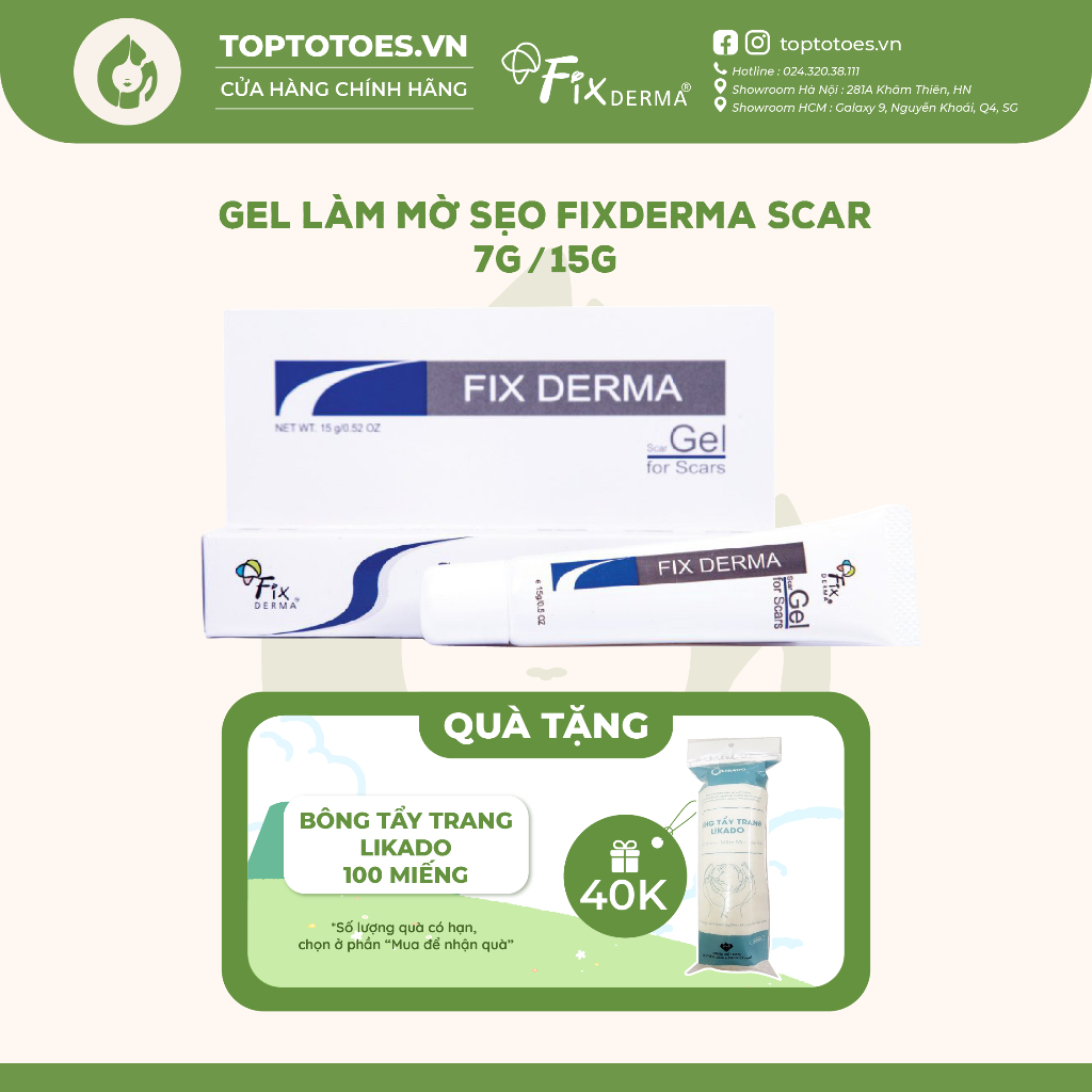 Gel làm mờ sẹo Fixderma Scar - 7g & 15g [NHẬP KHẨU CHÍNH HÃNG 100%]