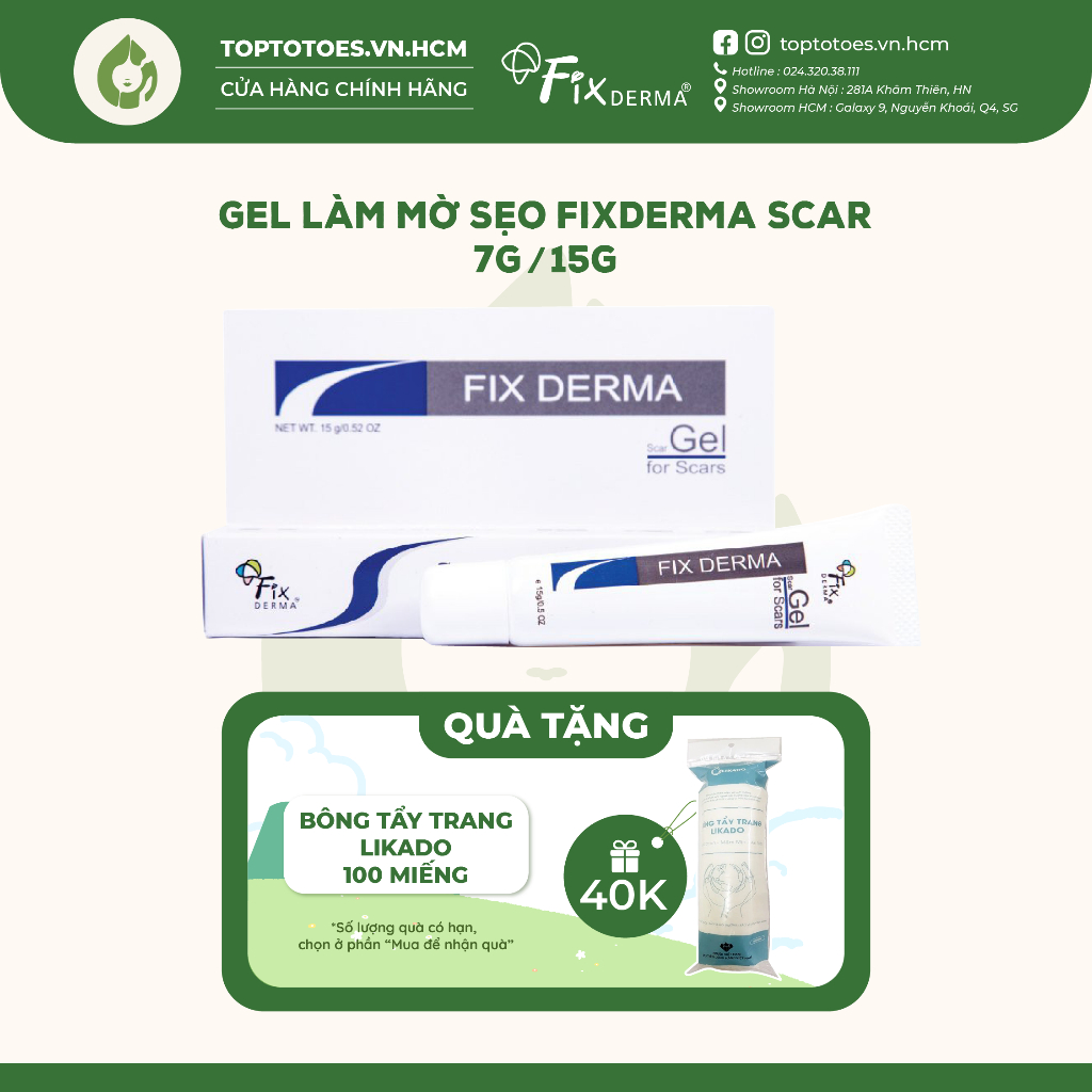 Gel làm mờ sẹo Fixderma Scar - 7g & 15g [NHẬP KHẨU CHÍNH HÃNG 100%]