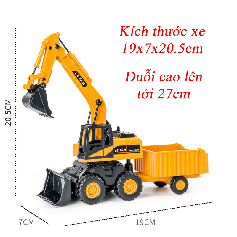 Đồ chơi mô hình xe xúc ủi KAVY chạy đà kèm thùng chứa vật liệu 3 trong 1 chất liệu nhựa ABS an toàn