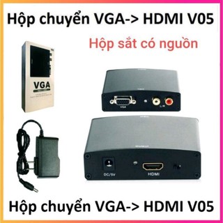Bộ chuyển đổi tín hiệu từ VGA sang HDMI có Âm thanh (R/L) và có Adapter (Nguồn) 5V