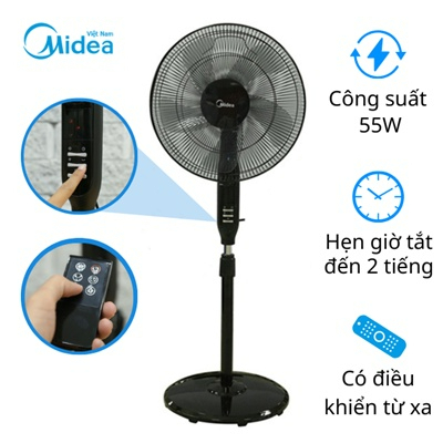 Phụ kiện quạt cây đứng có điều khiển từ xa Midea FS40-15QR quạt điện remote tiết kiệm điện không gây tiếng ồn Ankomi