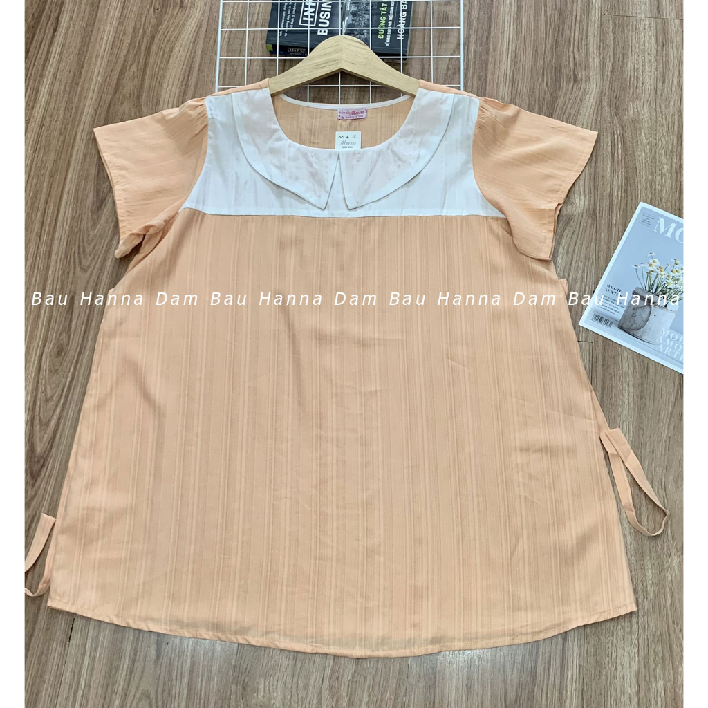 [HANNA] Áo bầu công sở big size 100kg chất vải 100% sợi cotton cao cấp mềm mát mùa hè thấm mồ hôi tốt không nhăn