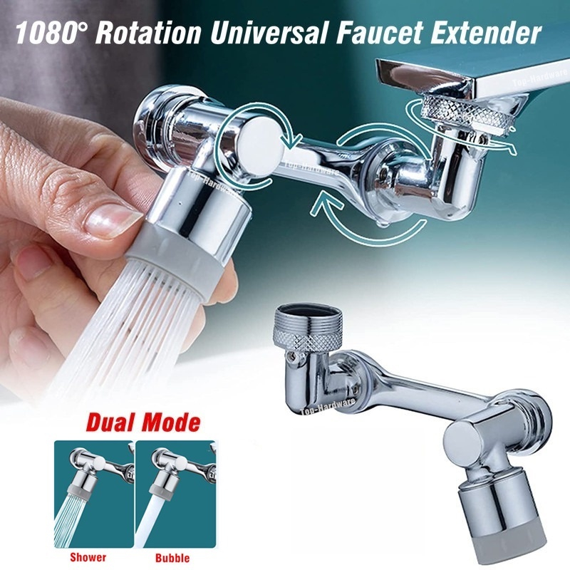 Đầu Nối Vòi Nước INOX Thông Minh Xoay 1080° Khớp nối vòi nước Cho Bồn Rửa Với 2 Chế Độ Phun Nước Tiết kiệm