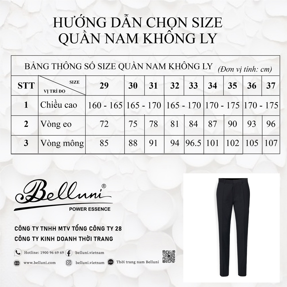 Quần khaki nam không ly BELLUNI sợi cotton - QK0.CMS.BE.25.BL