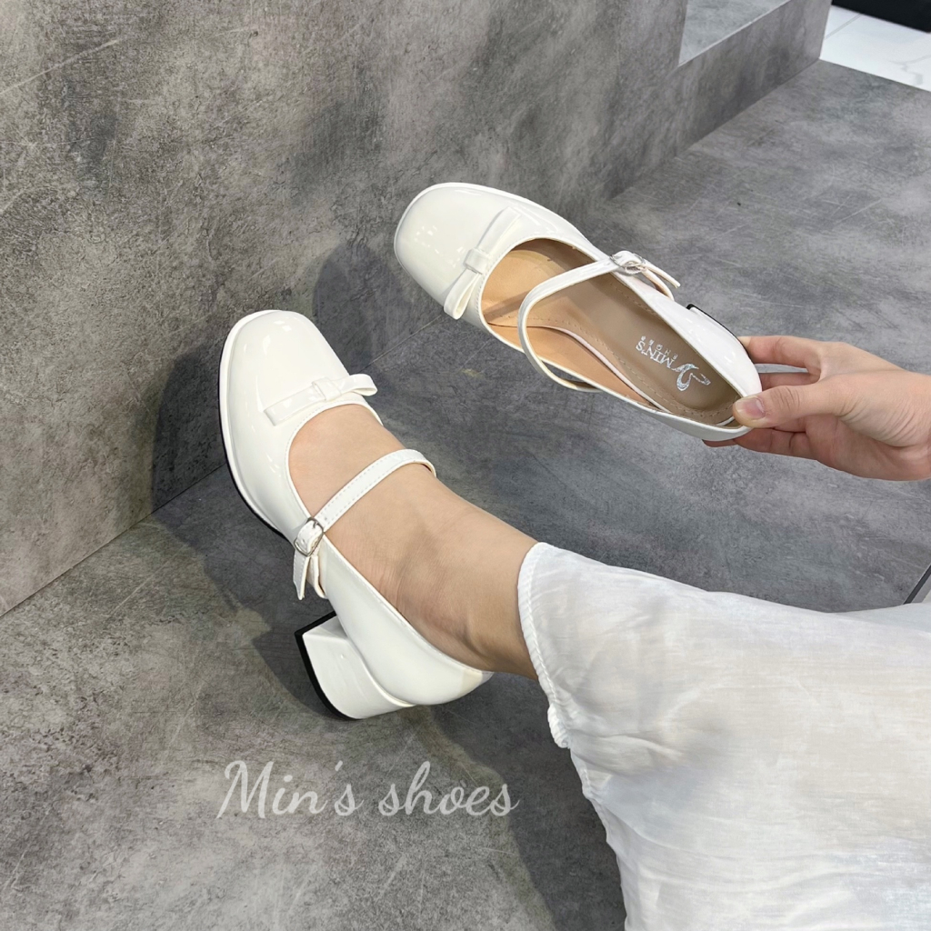 Min's Shoes - Giày Mary Jane Gót Vuông Da Bóng Cao Cấp V265