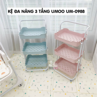 [Haobaby Shop] Kệ 3 Tầng Đa Năng Có Bánh Xe, làm Xe Đẩy Spa đựng đồ bỉm sữa cho mẹ và bé - set rổ chia kệ Umoo