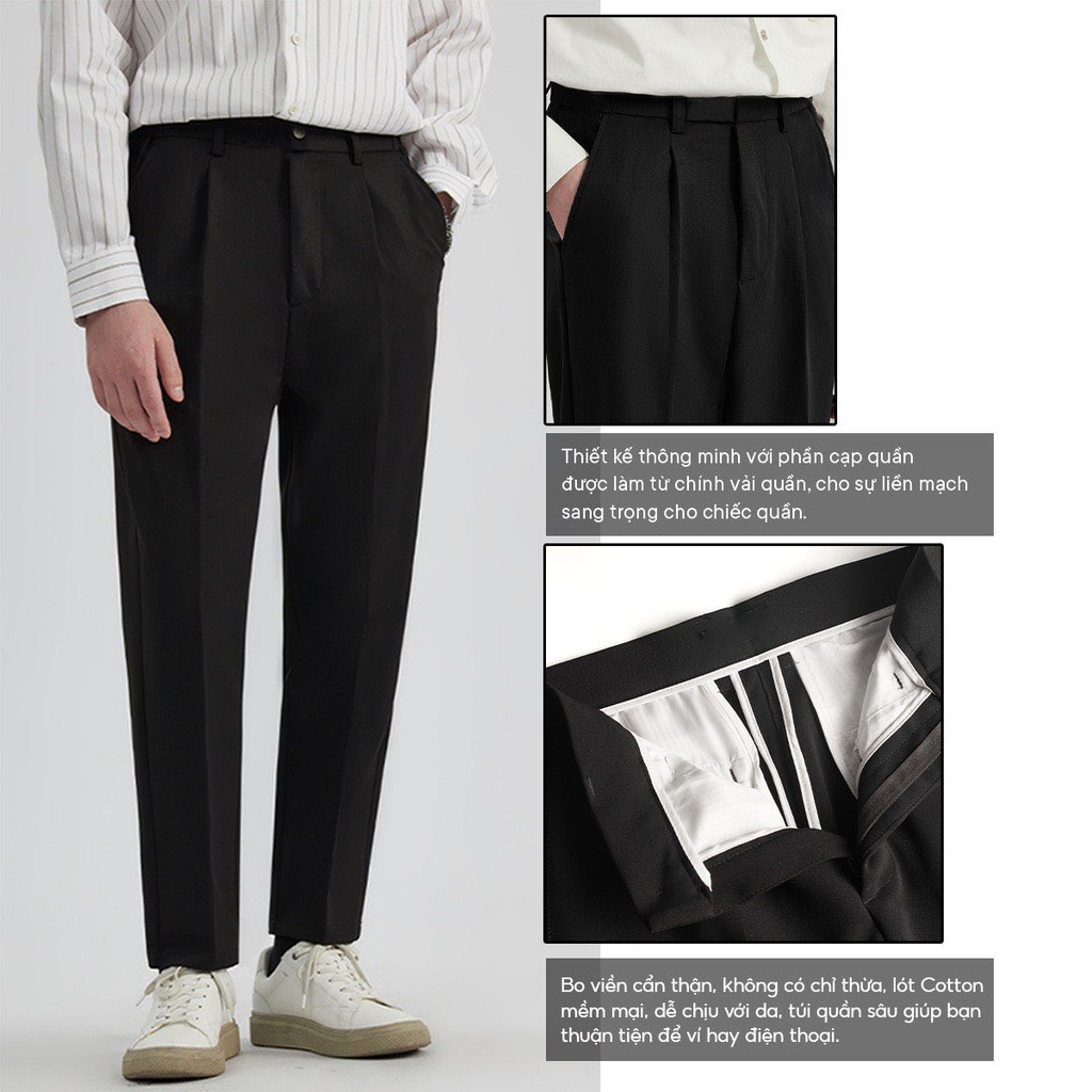 Quần âu vải tuyết mưa 1HAND nam ống côn mang lại phong cách trẻ trung, lịch lãm - mã QTM