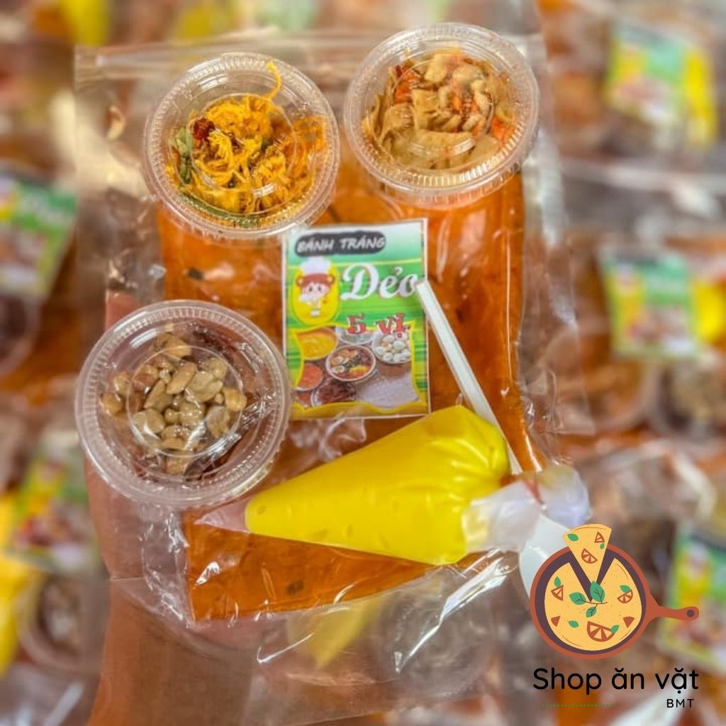 Bánh tráng phơi sương  Set bánh tráng dẻo đỏ cuộn 5 vị bơ hành phi Tây Ninh - 04100009