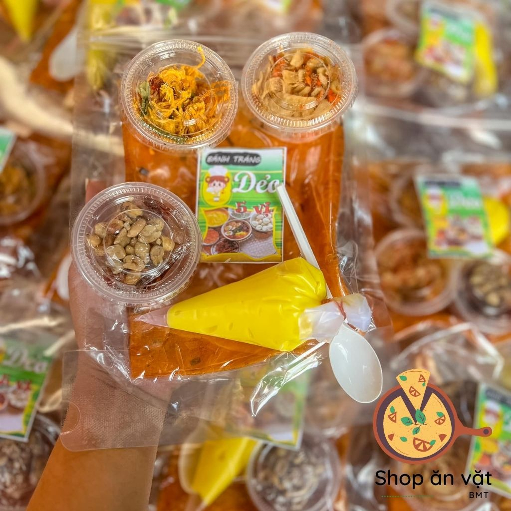 Bánh tráng phơi sương  Set bánh tráng dẻo đỏ cuộn 5 vị bơ hành phi Tây Ninh - 04100009