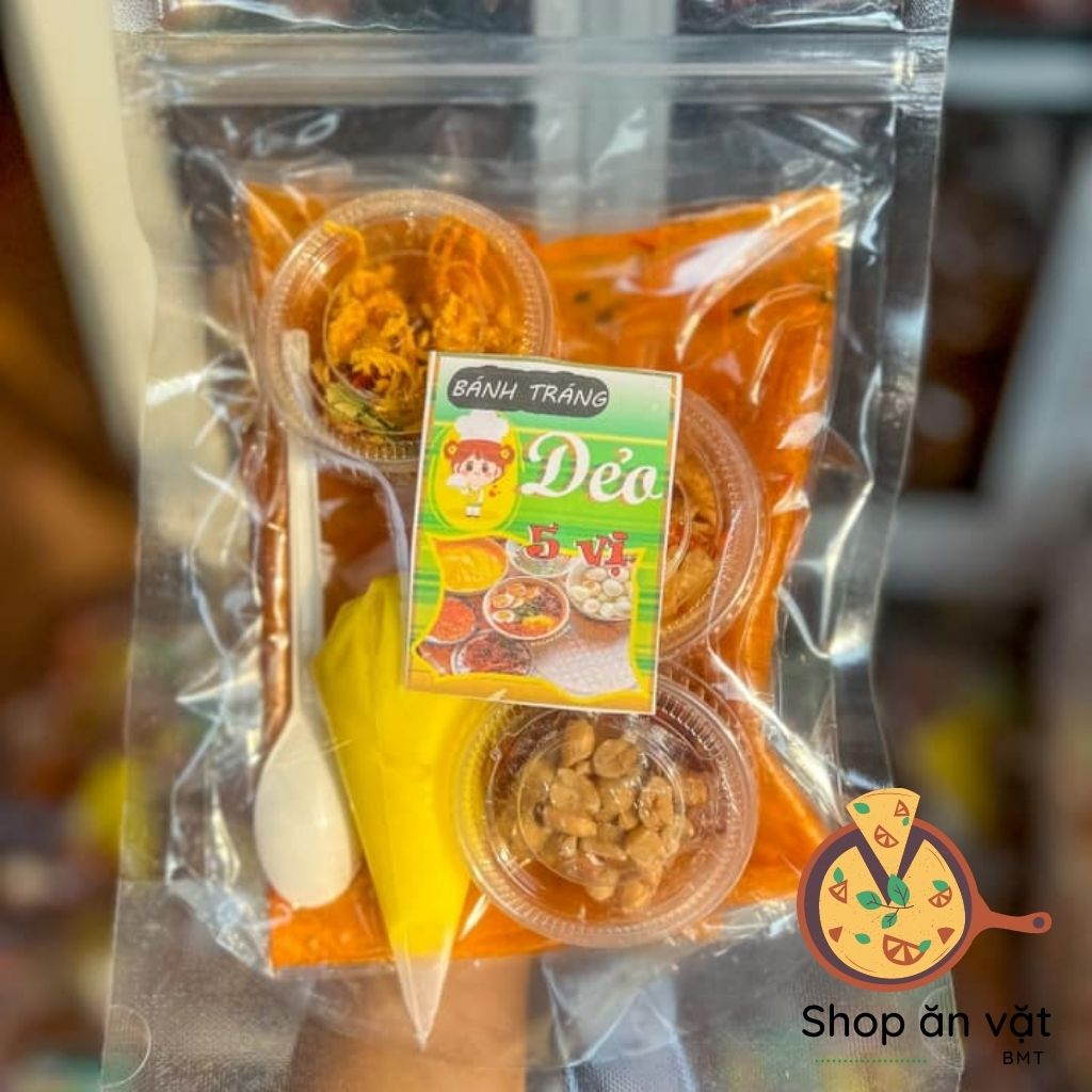 Bánh tráng phơi sương  Set bánh tráng dẻo đỏ cuộn 5 vị bơ hành phi Tây Ninh - 04100009