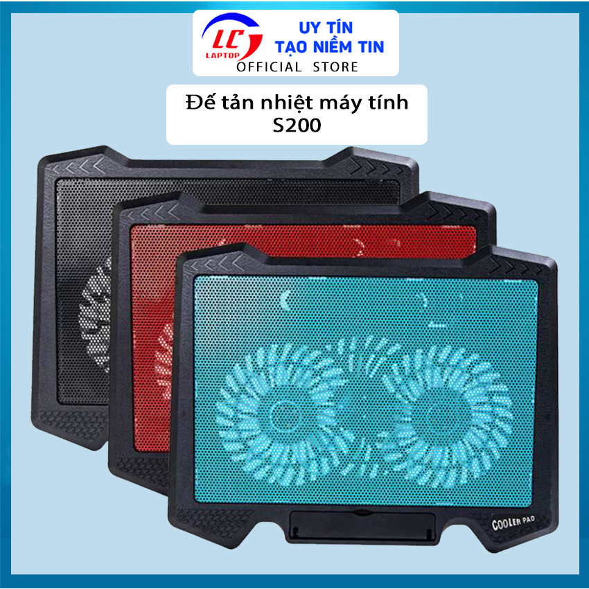 Đế Tản Hút Nhiệt cỡ to S200 2 Quạt Tản Nhiệt Chạy Êm Làm Mát máy tính laptop Cực Nhanh,Giá Đỡ Quạt Tản [Laptoplc]