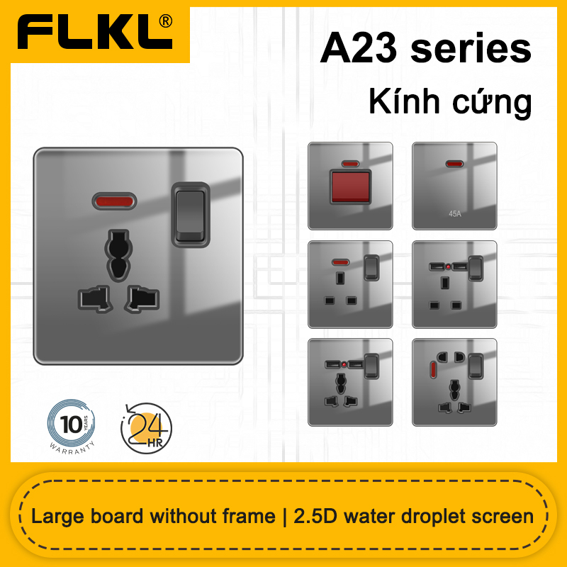 Công tắc ổ cắm Modern Grey Motifyal Sockert 13 amp socket 3/5 với USB 1/2/3/4