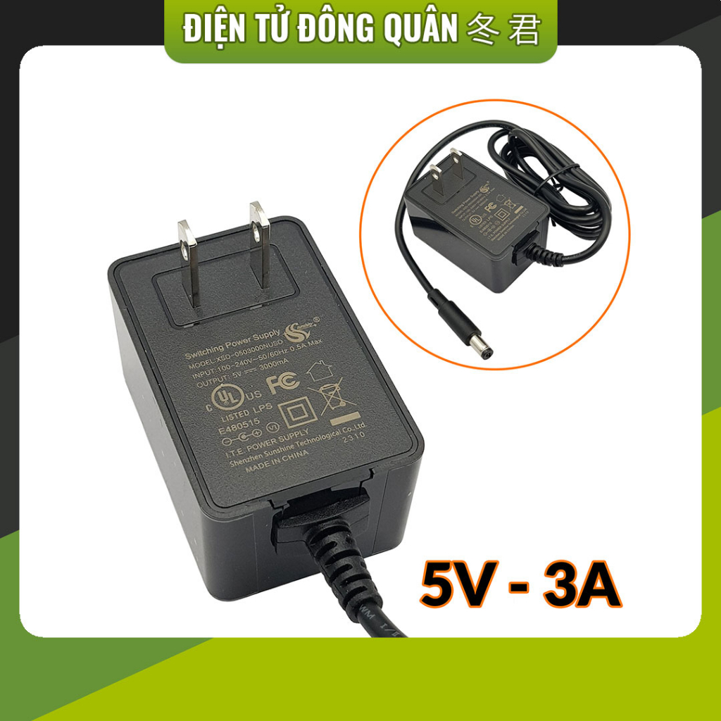 Nguồn Adapter 5V 3A 15W chính hãng đủ công suất, công nghệ mới, thiết kế đẹp dùng cho đèn LED, loa, các thiết bị k