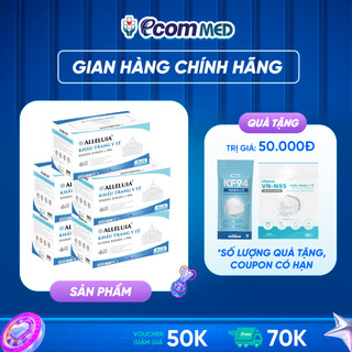 Combo 5 Hộp Khẩu Trang Y Tế Alleluia EcomMed (Hộp 30 đóng gói riêng từng cái) 4 Lớp Kháng Khuẩn 99% - Quai Rộng