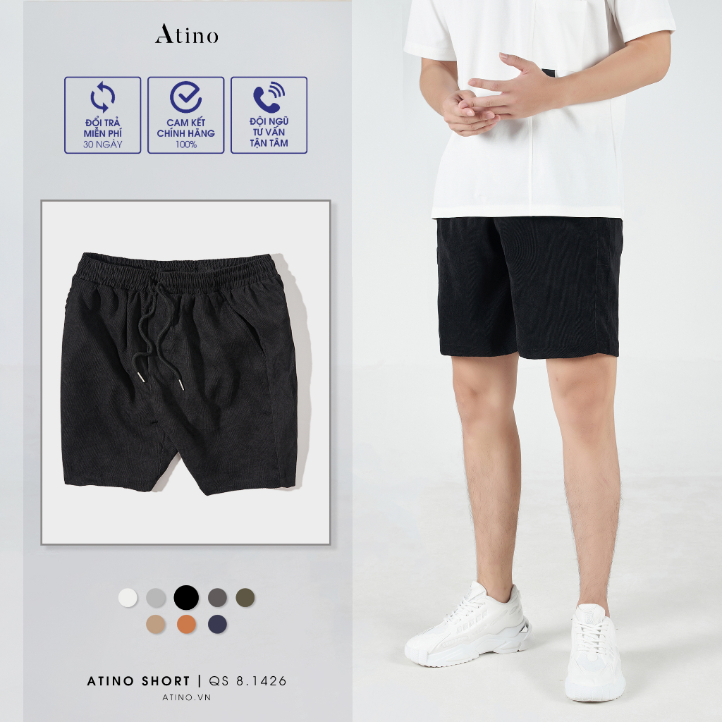 Quần Short Nam Trơn TRNUTA ATINO Chất Liệu Nhung Tăm Form Regular QS8.1426