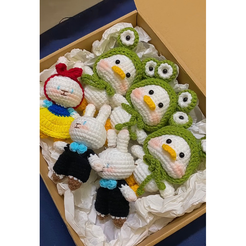 vịt đội mũ ếch len handmade