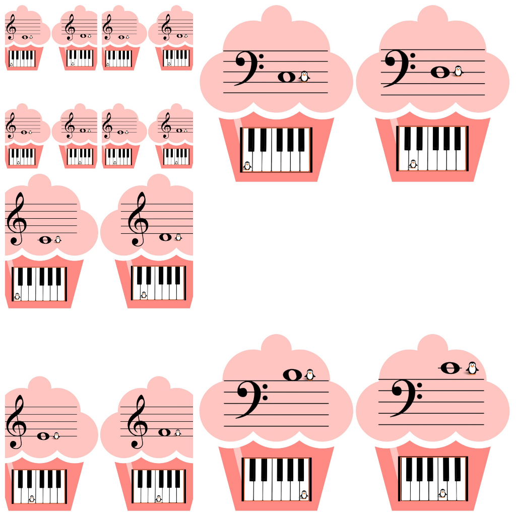 Flashcards cupcake thẻ học cao độ họa tiết cupcake, học liệu âm nhạc, Rainbow Music, Cảm thụ âm nhạc