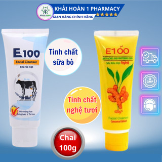 Sữa rửa mặt E100 giúp loại sạch mụn và bụi bẩn, mang lại làn da mịn màn và trắng hơn.