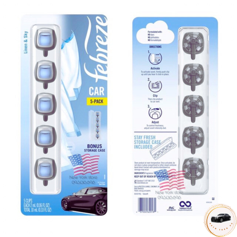 Nước hoa ô tô nhập Mỹ cao cấp Febreze sky mùi hương thơm dịu, tươi mát