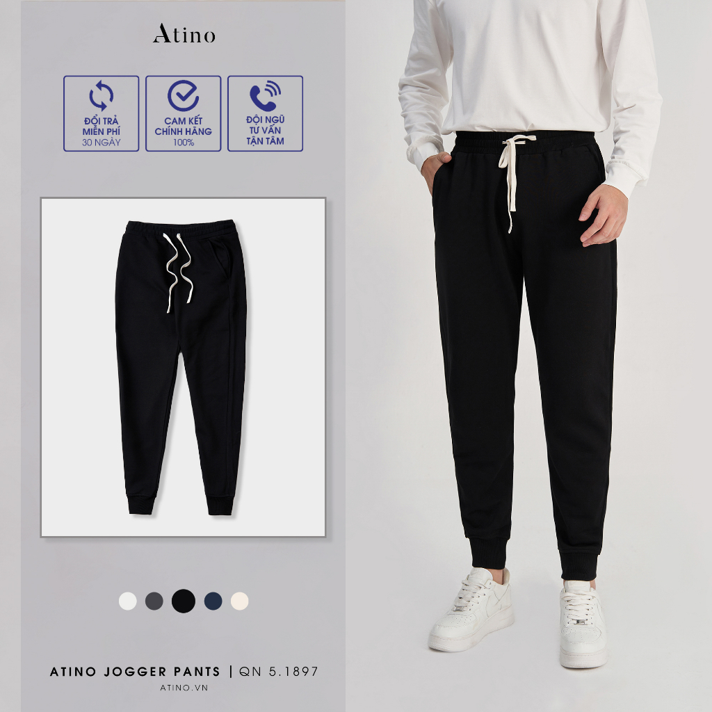 Quần Jogger Nam ATINO Vải Nỉ Co Giãn Form Regular QN5.1897