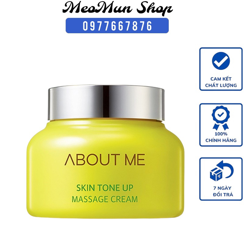 Kem massage 3 IN 1, detox, tẩy da chết và làm sạch da About Me Skin Tone Up Massage Cream 150ML