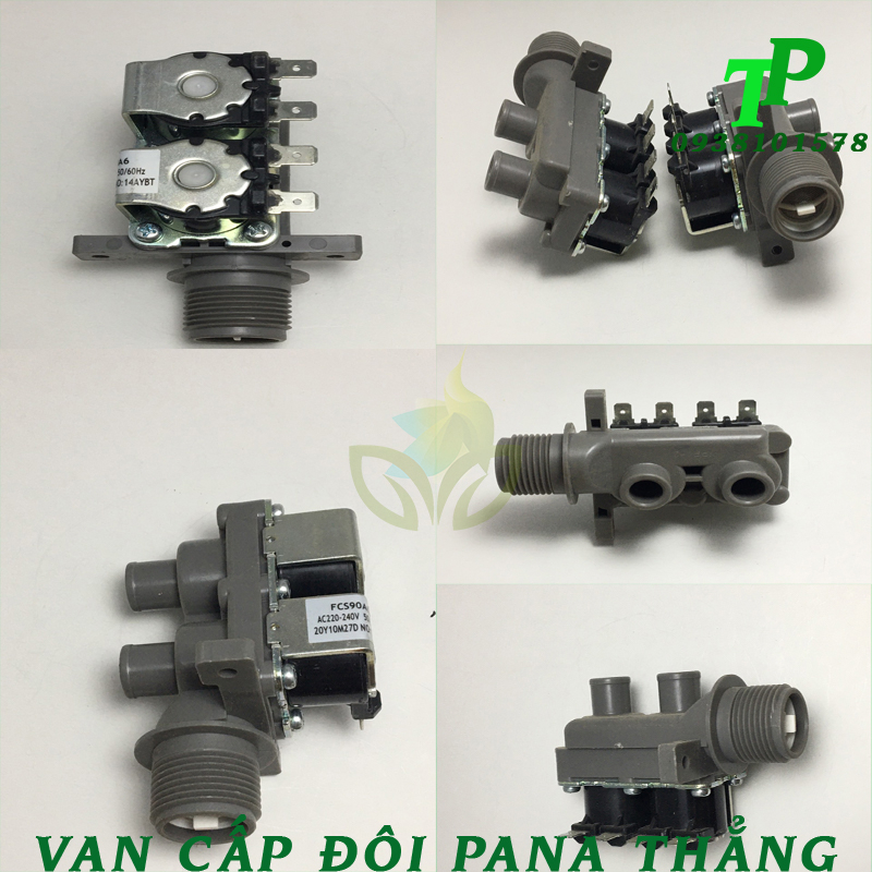 Van Cấp Nước Máy Giặt Panasonic 2 Đầu Thẳng, Van Cấp Đôi