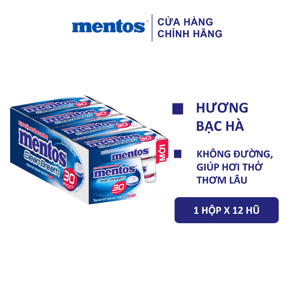 Kẹo Ngậm Không Đường Clean Breath (Hộp 12 hũ)