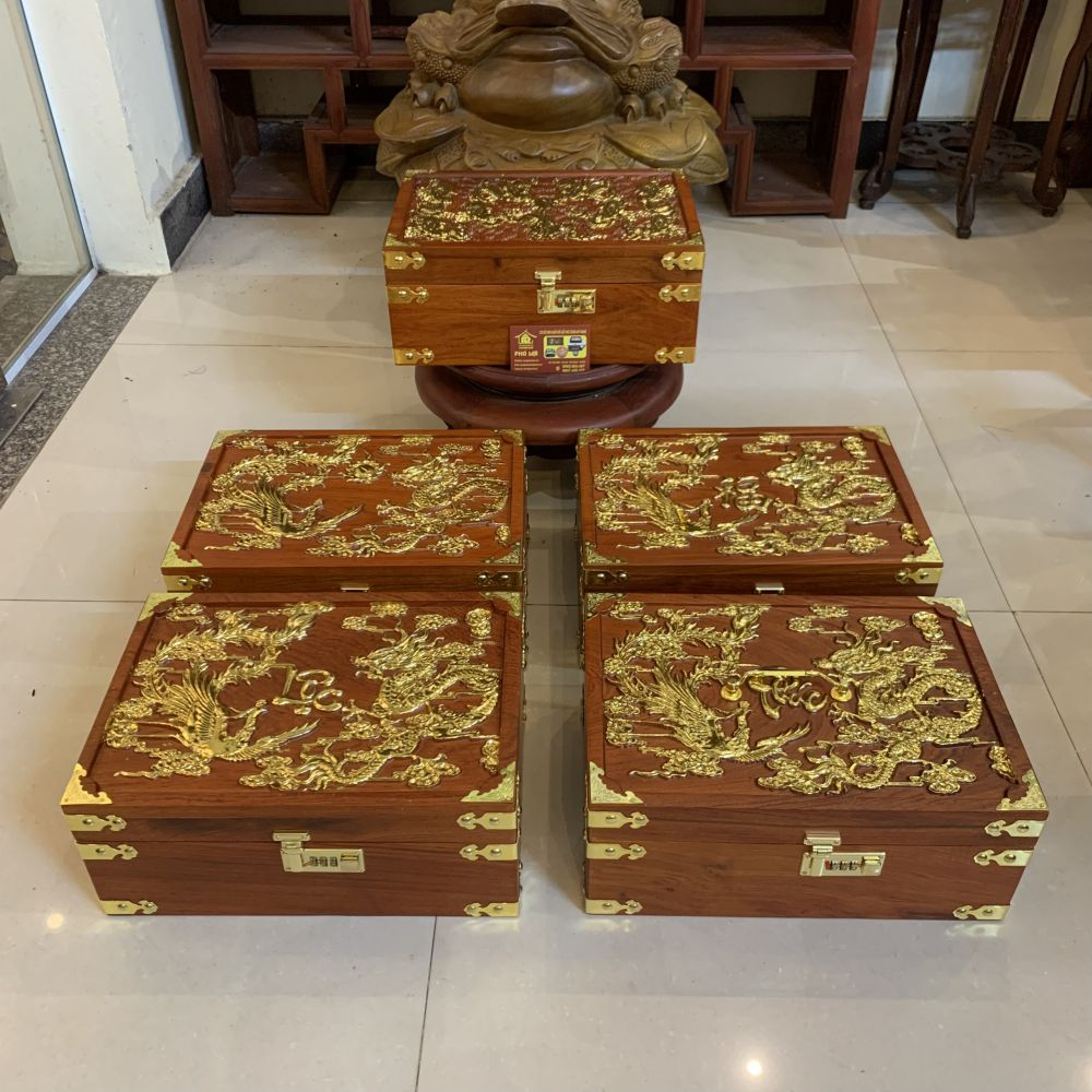 Hộp đựng gia phả trạm mặt cao cấp gỗ hương